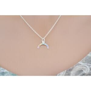 Sterling Silver Rainbow Charm with Nano Gems Necklace